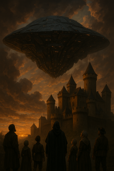 OpenAI презентувала Sora - що це таке? - 20250507_1455_Alien Ship Over Castle_simple_compose_01jtn9ggtber1a2fwhhsb338ab.png